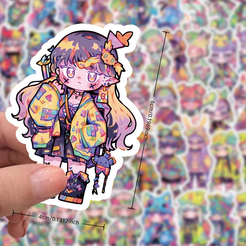 60 Pieces of Candy Girl Cartoon Waterproof Stickers, Phone Case Decoration Stickers, Planner Stickers, Stickers, Waterproof Stickers, Advantages: Waterproof, Can Be Re-Pasted, No Residue, Beautifully Designed.