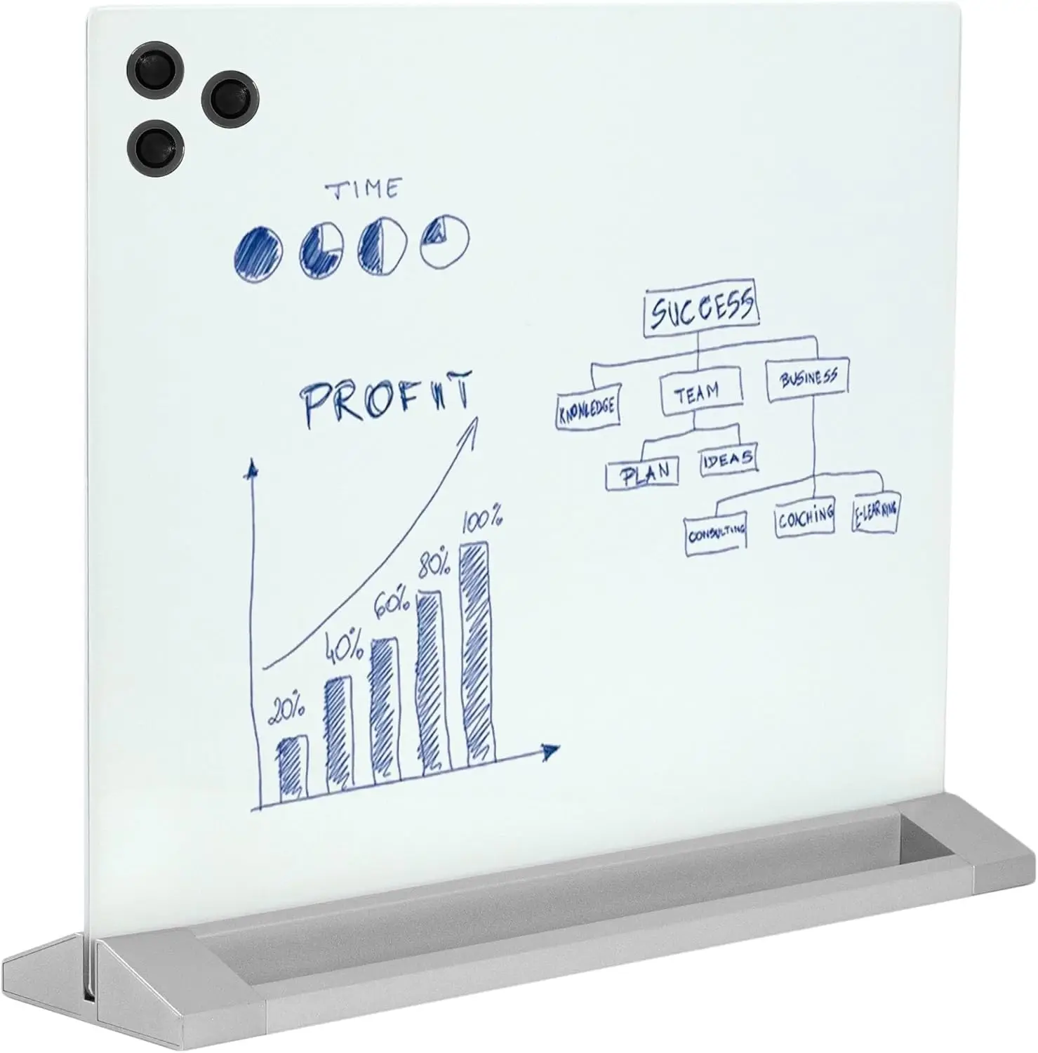 

Freestanding Glass 23 X 19 H Tabletop Magnetic Dry Erase Board, Portable Privacy Divider, Reversible Double-Sided Whiteboard