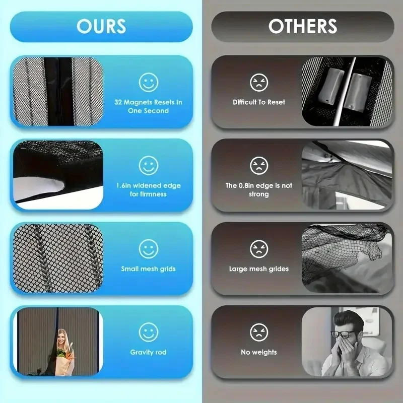 Self-closing Magnetic Insect Screen, Invisible Door Screen, Insect Screening Curtain, Magic Screen, Home Decoration