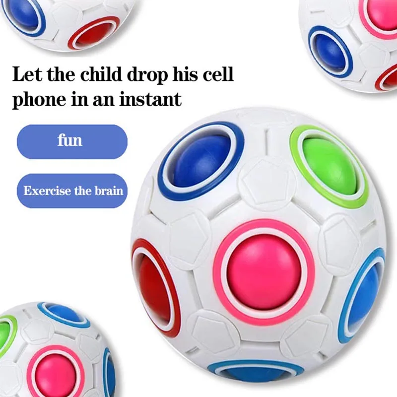 Children Rainbow Ball Cube 12 Holes Decompressed Intelligence Toys Press Fun Magic Ball Adults Puzzle Magic Pressing Toys