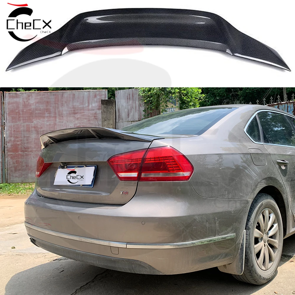 

For 2012-2015 Volkswagen Passat B7 HighQuality Fiberglass Material R Style Rear Spoiler Glossy Black Trunk lid Spoiler Tail Wing