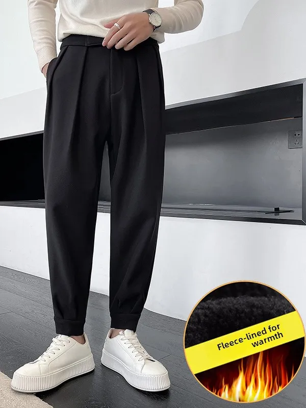 

Thiened Fce Men's Trousers with Cuffs Drapey Boots ible Workwear Harlan Sti-On Pants Casual Long Pants