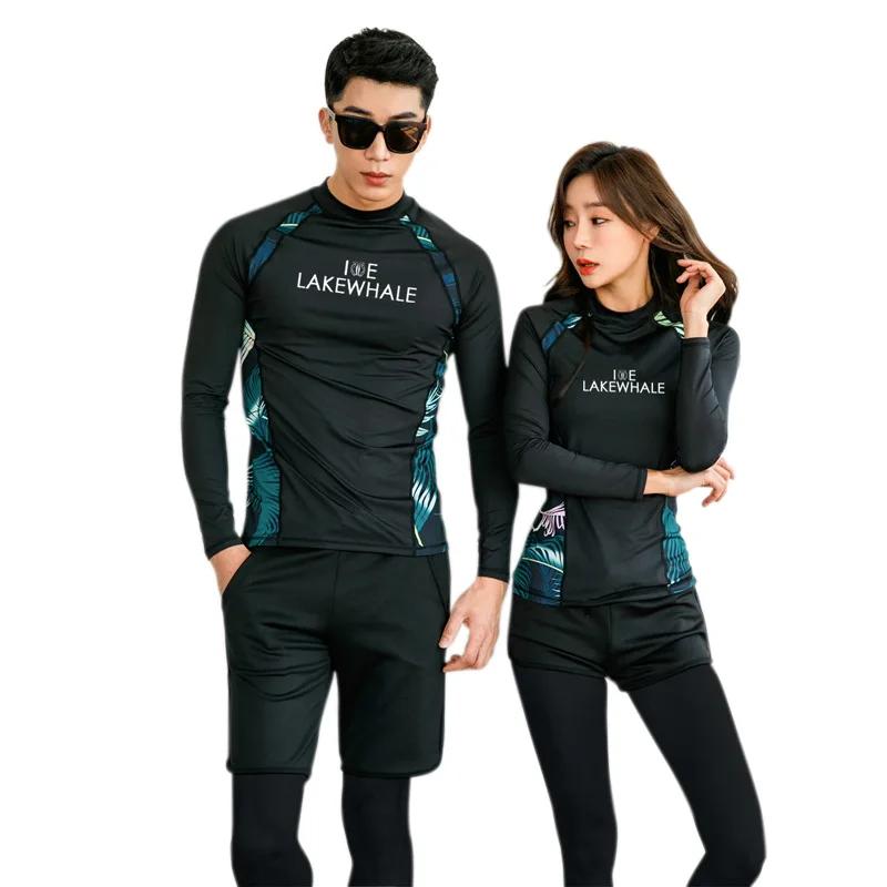 Família combinando roupas de banho casal surf mergulho terno família férias à beira-mar proteção solar wear masculino feminino menino menina maiô