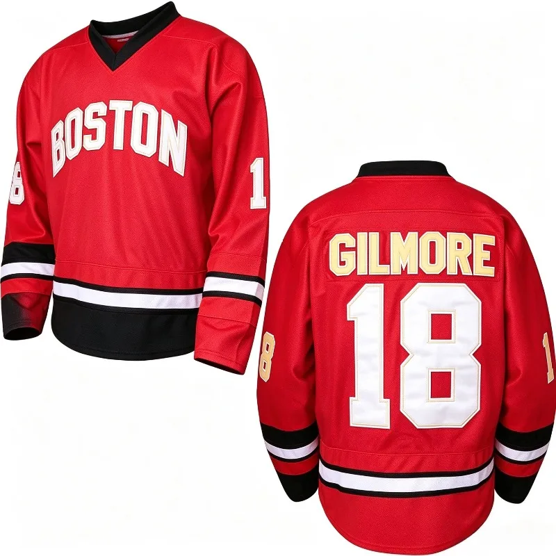 Movie 1996 Happy Gilmore # 18 Sandler Ice Hockey Jersey Men's Outdoor Sweatshirt Black Sewing Embroidery Ice Hockey Jerseys