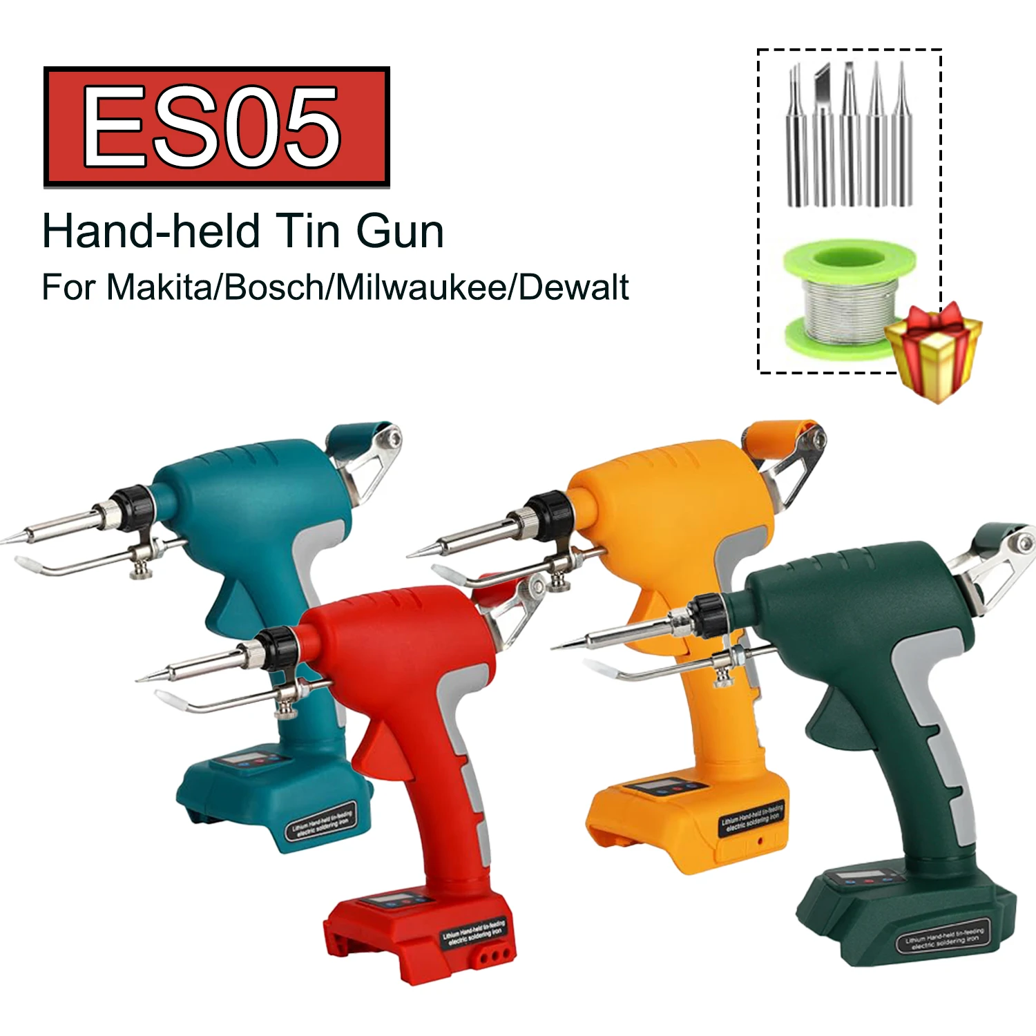 Handheld Automatic Tin Feeding Electric Soldering Iron for Makita/Dewalt/Bosch/Milwaukee 18V-20V Li-ion Battery ES05 NEW