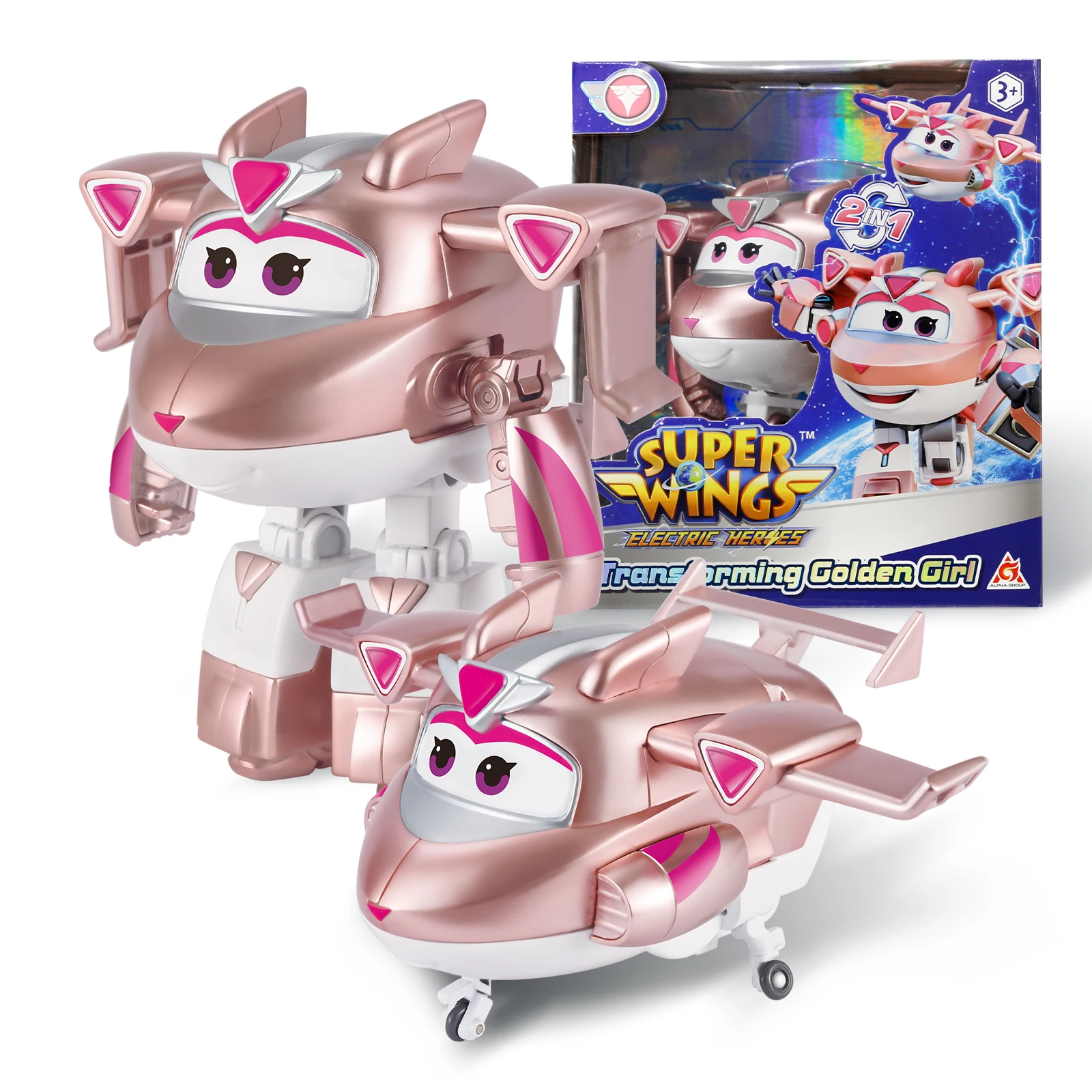 

Super Wings 5 Inches Transforming Golden Girl Deformation Transform from Airplane to Robot in 10 Steps Action Figures Kid Toys