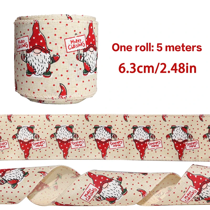 

1pc New Christmas Imitation Linen Ribbon Decorations Christmas Tree DIY Bow Ribbon Birthday Party Gift Box Strap