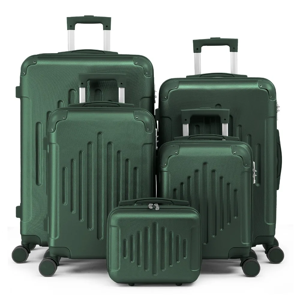 

Luggage Sets 5 Rolling Travel Luggage Trolley Case for Men Women Retro Green