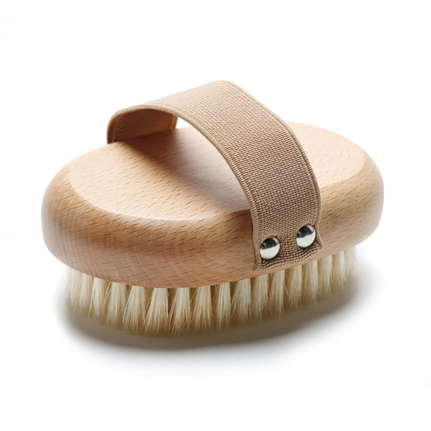 Trockenbürstende Körperbürste, Peeling-Körperwäscher, natürliche Borsten für trockene Haut, verbessert die Durchblutung, stoppt eingewachsene Haare