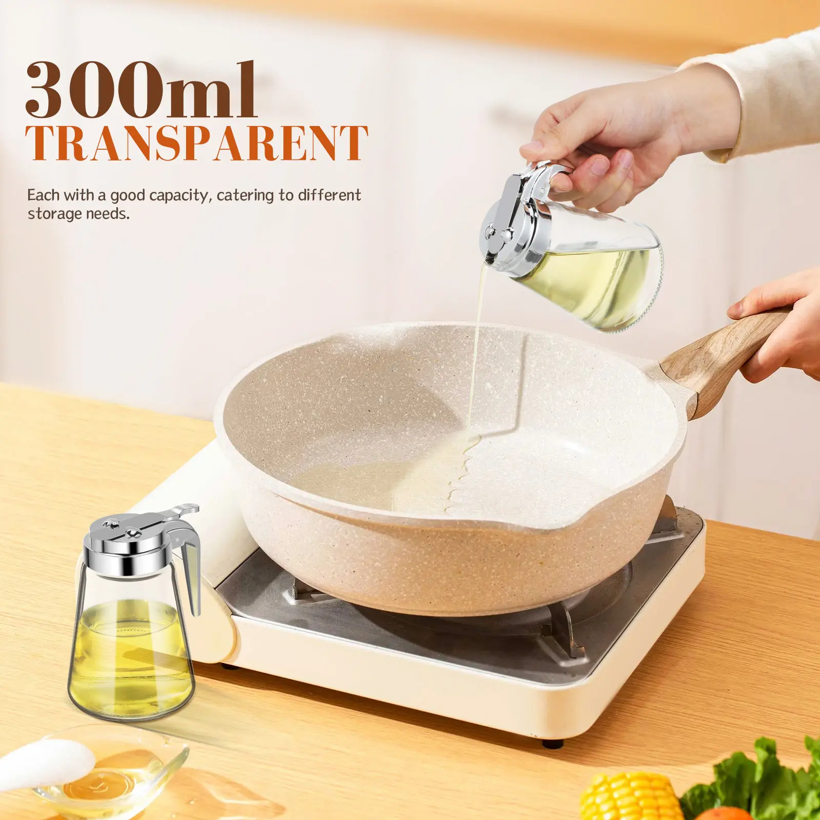 2Pcs Clear Glass Sugar Dispenser Drip Free Syrup Dispenser for Coffee Bar Creamer Condiment Honey Maple Pancake Simple Syrup