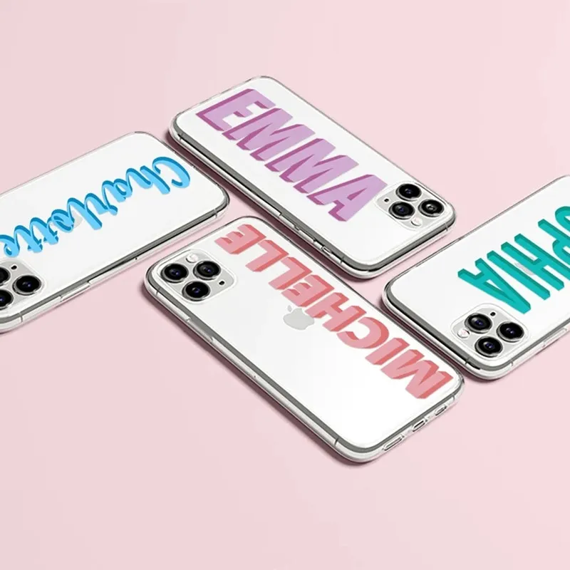 واضح مخصص الأحرف الأولى اسم حافظة آيفون 17 16 15 14 13 12 11 برو ماكس XR حافظة آيفون حافظة لينة بولي يوريثان لتقوم بها بنفسك رسائل حافظة آيفون 16