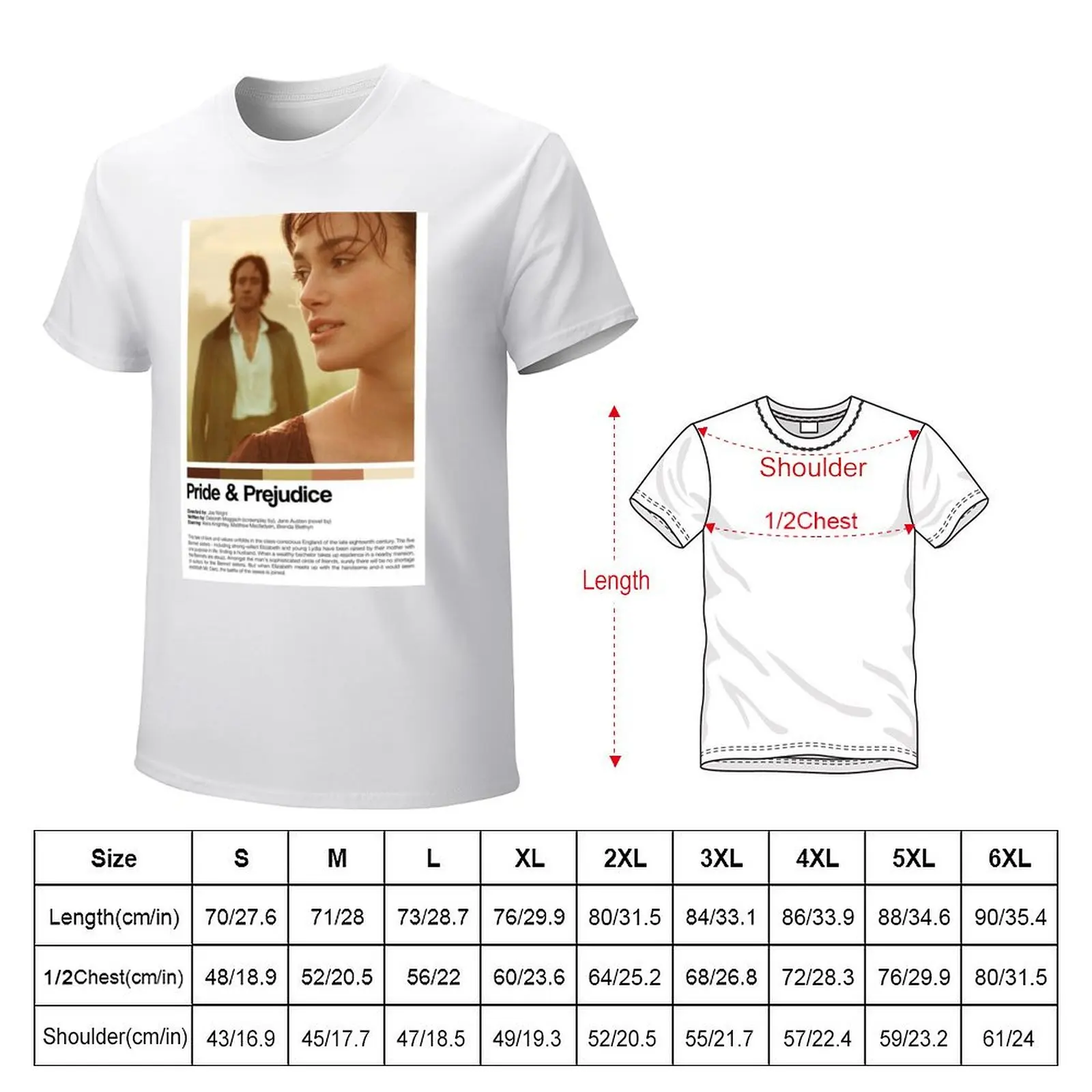 Pride & Prejudice Movie Poster T-shirt blanks korean fashion tops mens graphic t-shirts