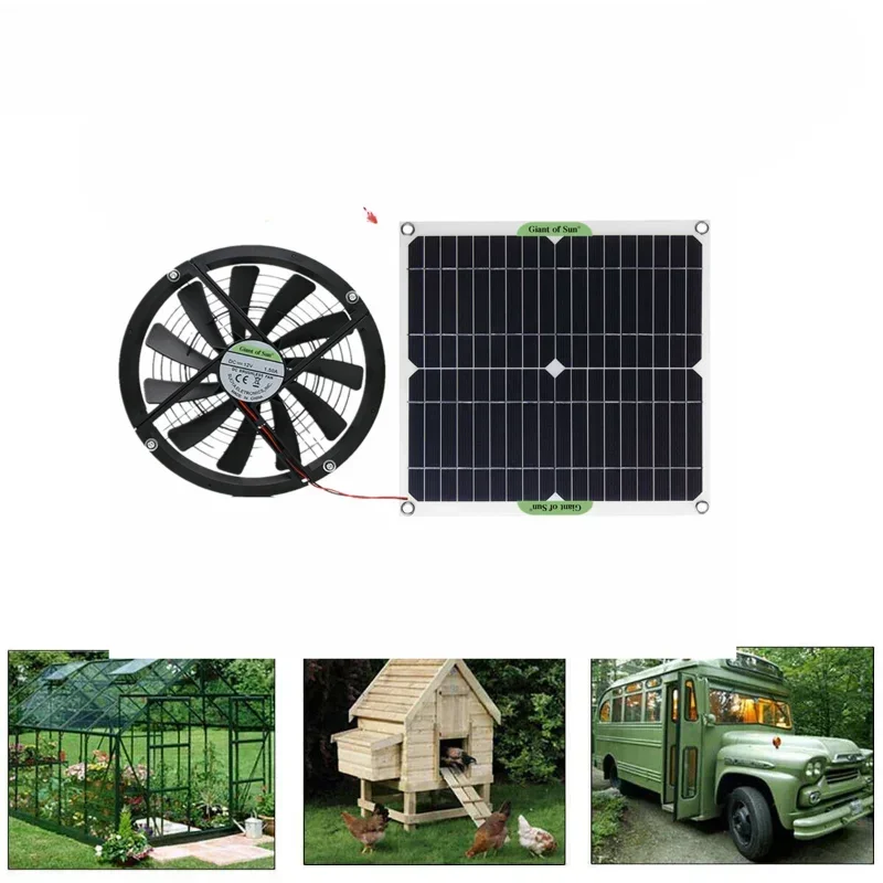 

100W10-inch solar panel fan cooling small chickens and dogs pet ventilation fan no electricity photovoltaic