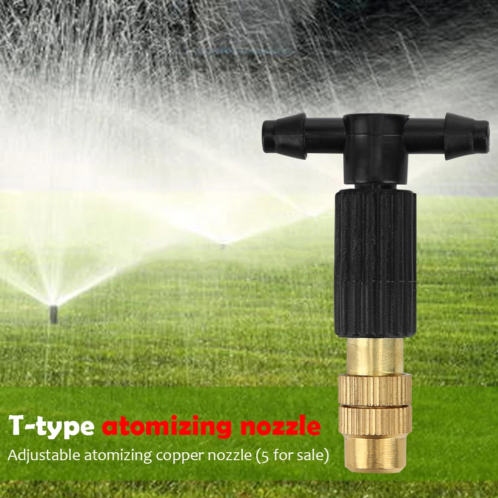 5pcs Adjustable Sprinkler Head Copper Water  Automatic Spray Misting Tip Nozzles Home Garden Planting Elements