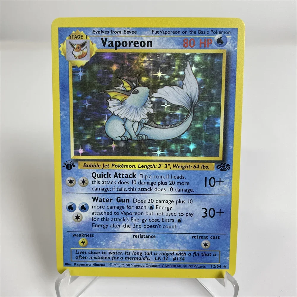 子供のためのpkmホログラフィックカード,ptcgプロキシカード,青い紙カード,vaporeon,snorlaxdragonite,brastoise