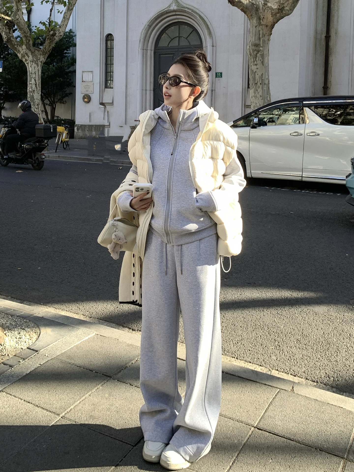 

EKOOL Women's Fce Lined Thiened Hooded Zipper Cardigan Sweatirt Jaet And Casual Pants Two Piece Set for Winter