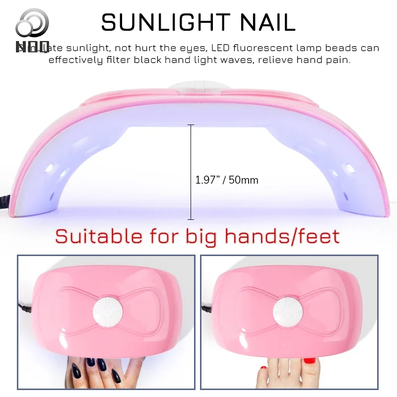 Nail 18Led UV LED Nails Lamp, Portable Gel Light Mouse Shape Pocket Size Dryer With USB Cable Gels Polish Pink bow Tie