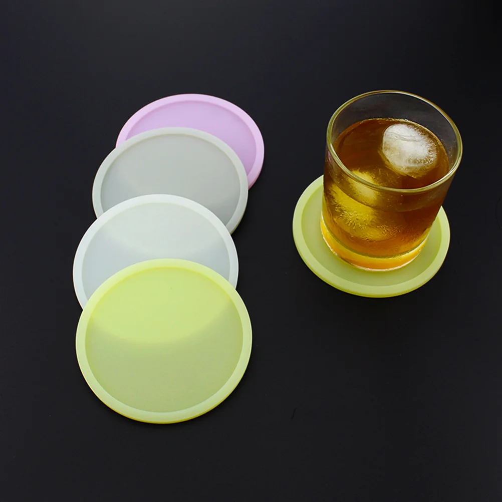 

5Pcs Silicone Night Glow Coasters Waterproof Anti-Slip Round Cup Mat Grey Size 10x10cm Ideal for Whiskey Coffee Beer Home Use