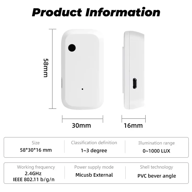 PHILE-Tuya Wifi Lichtsensor Smart Home Verlichtingssensor APP Linkage Controle Helderheidsdetector Verlichtingsautomatisering