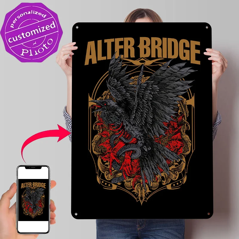 Alter Bridge Raven and Snake Artwork 3D Texture Metal Poster Customized Wall Art Tin Sign Gift for Mancave Home Decor Items Room
