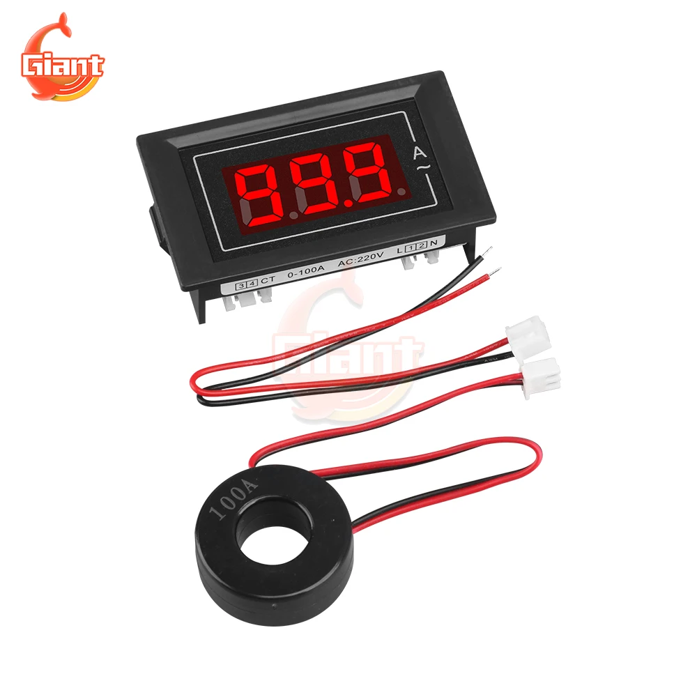 D85-5035A AC220V 100A Mini Digital Ammeter Single-phase AC Current Meter Tester Ammeter Panel Monitor Indicator With Transformer