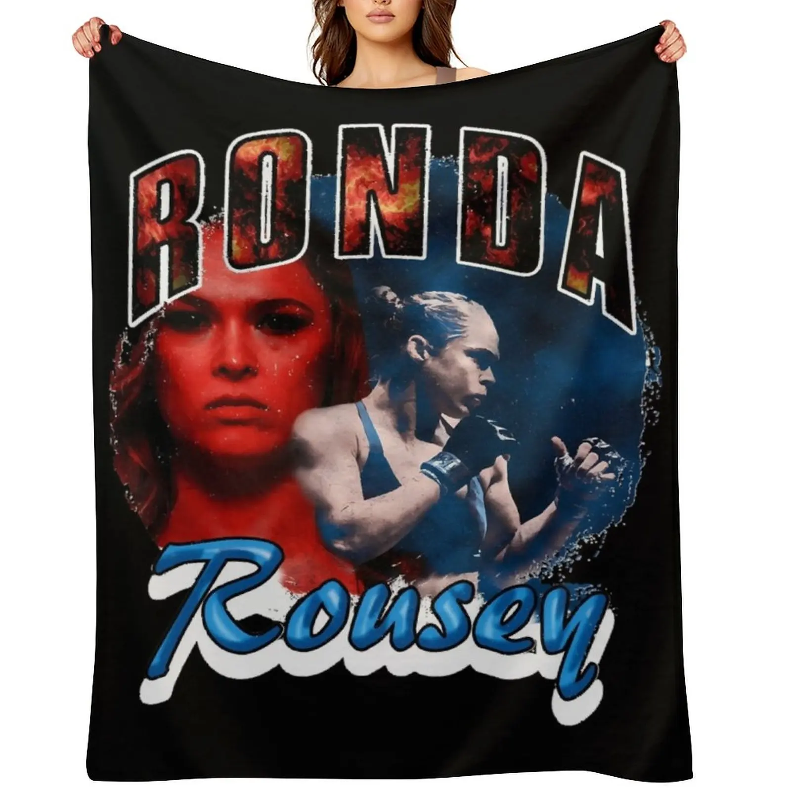 

Ronda Rousey Vintage Rap Style (Rowdy Rousey) Throw Blanket Furry Luxury blankets ands Bed covers Blankets