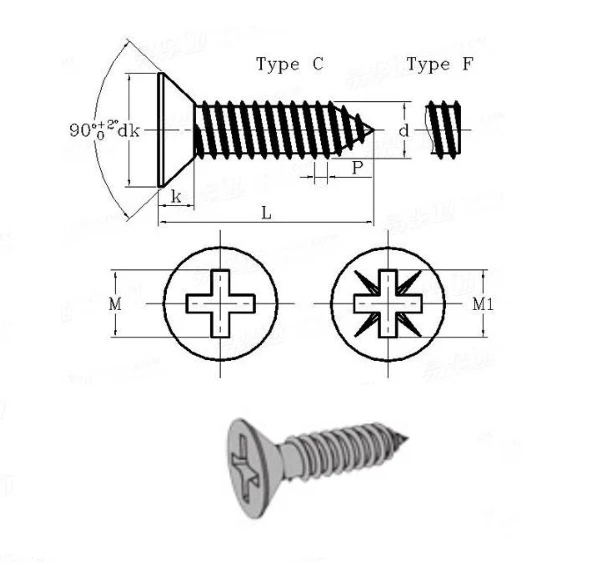 100pcs Stainless steel m1/m1.2/m1.4 - m2.6/m3*3-25mm countersunk head philips self tapping screw micro Flat head attack screw