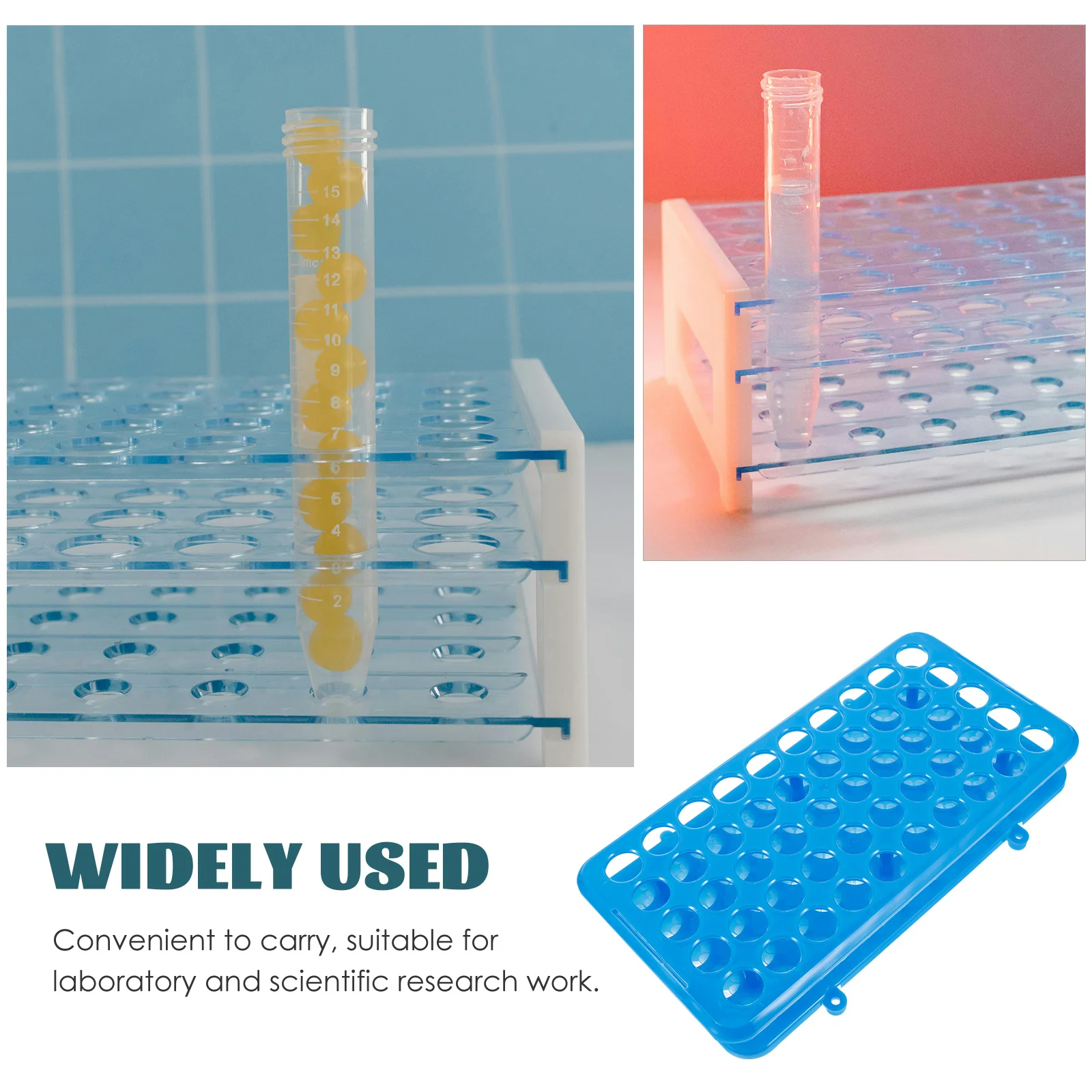 

18mmx50 Holes Tube Test Tube Holder For Chemistry Rack Blue 0-15ml Tubes Holder Lab Sampling Storage Organizer