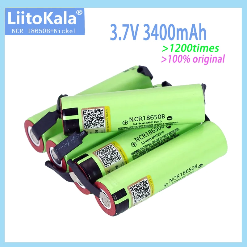 Liitoka genuine brand new 18650 NCR18650B rechargeable lithium-ion battery 3.7V 3400mAh battery DIY nickel sheet