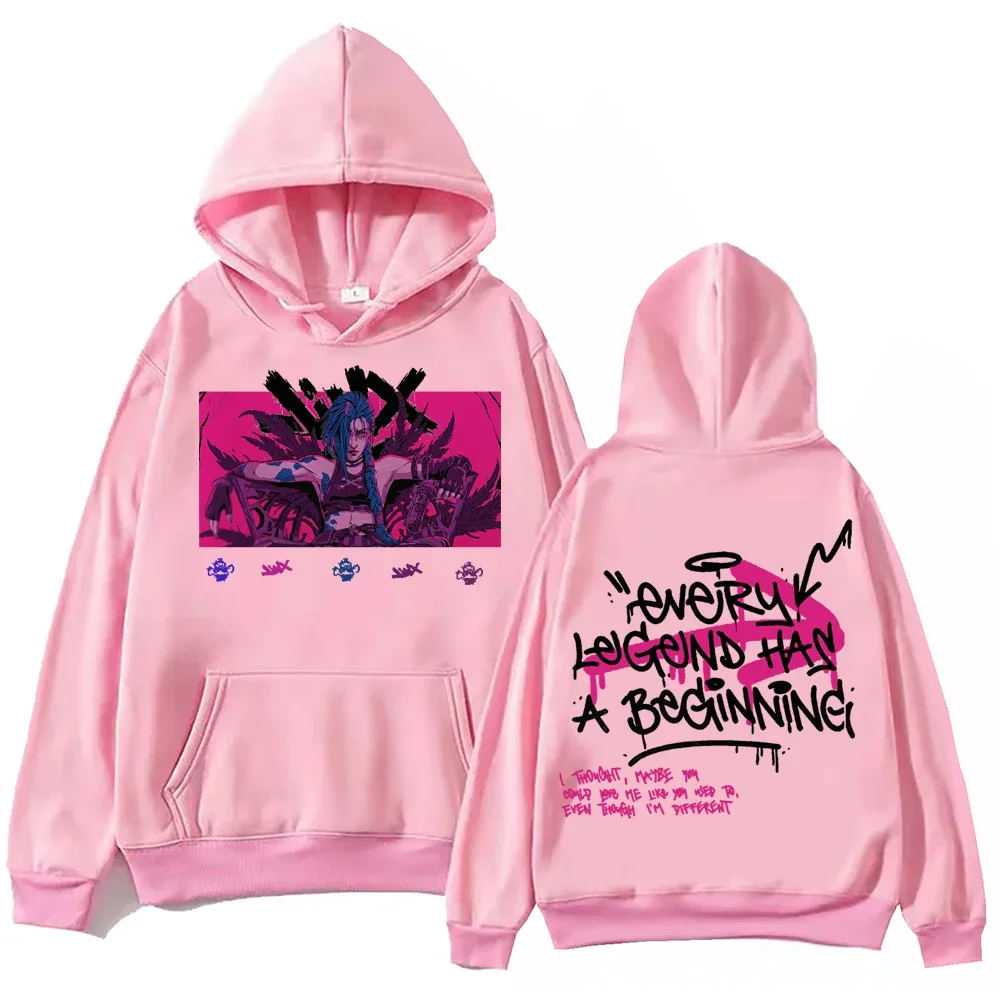 Hot Anime Arcane-Jinx Hoodie Harajuku Pullover Tops Man Woman Sweatshirt Fans Gift