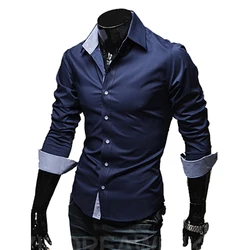 Mens Casual Shirts 2022 Einreiher Mens Slim Fit Kleid Langarm Shirts Soild Männlich Social Shirts Designer Chemise Homme