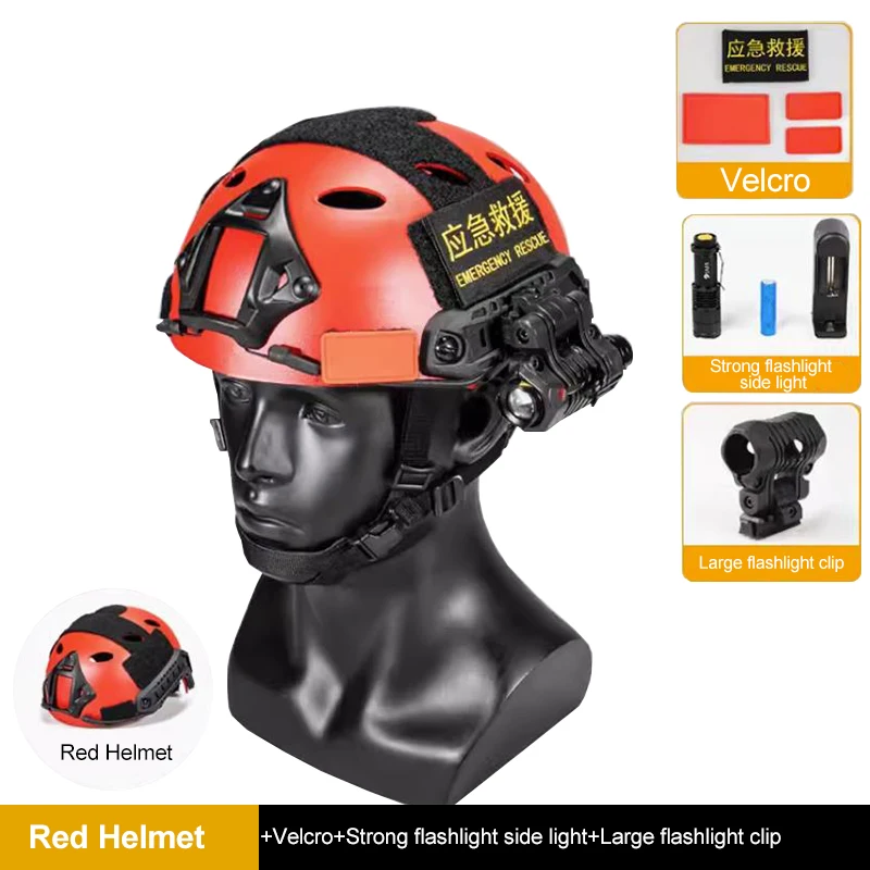 خوذة BOOIU التكتيكية الحمراء PJ Hole خفيفة الوزن وقابلة للتعديل في حالات الطوارئ خوذة سريعة متعددة الوظائف لإنقاذ الفيضانات معدات احترافية