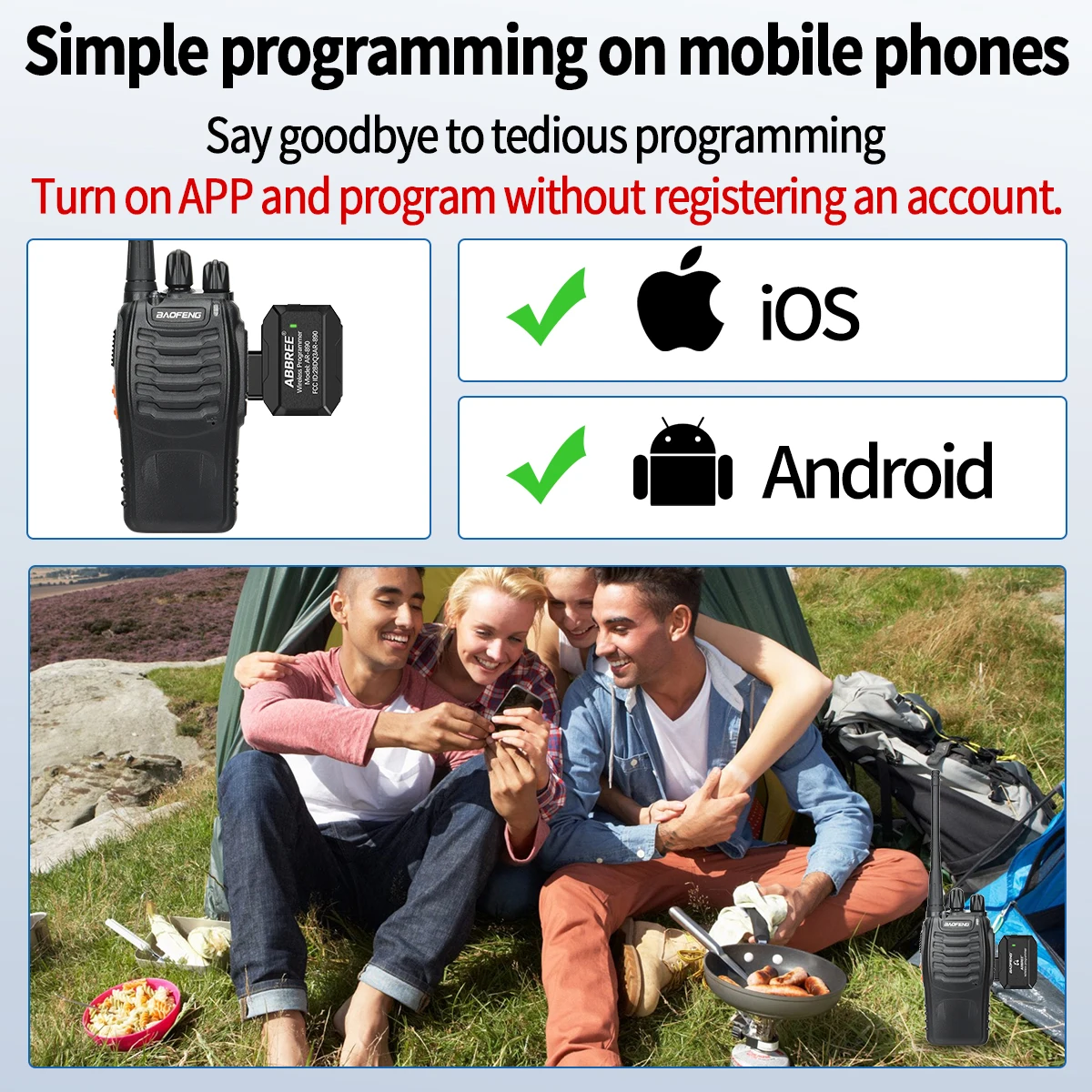 ABBREE بلوتوث مبرمج لاسلكي الهاتف APP البرمجة ل Baofeng اسلكية تخاطب UV-5R BF-888S UV-21 PRO V2 Quansheng UV-K5