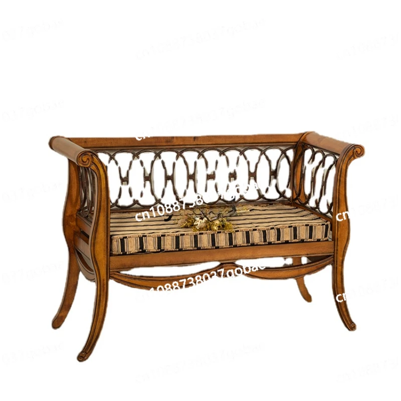 CX Solid Wood a Double Chair Vintage Furniture Living Room Sofa Chair Bench Balcony Leisure Armchair