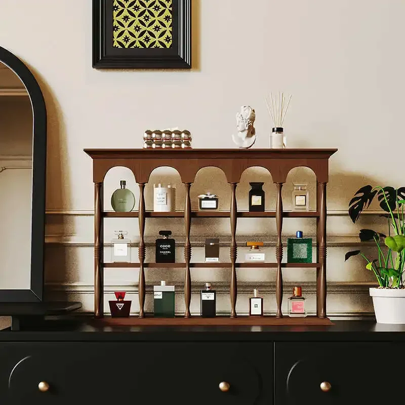 Rak cangkir kayu solid retro Prancis, rak dinding atas bergaya abad pertengahan, rak cangkir kopi, rak pajangan gantung dinding untuk figur parfum, rak penyimpanan