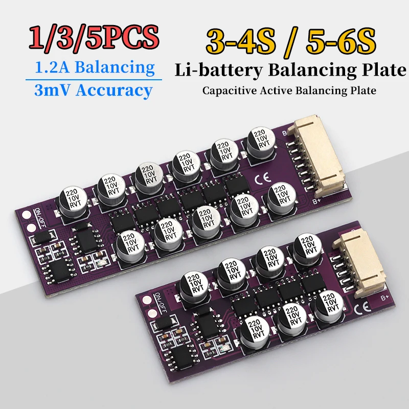 1/3/5Pcs 3mV High Precision 1.2A Active Balancing Board for 3S-4S/5S-6S 18650 Lithium Battery High Current Capacitive Balancer