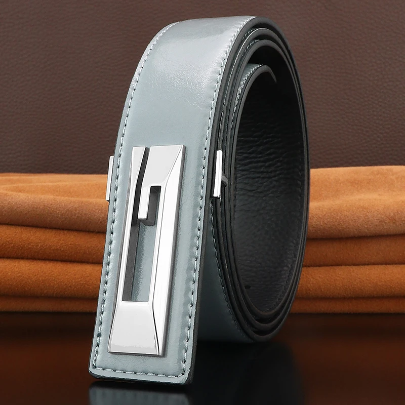 High quality G letter belts men slide buckle designer luxury famous brand cowhide young boys fancy jeans Waistband green B873