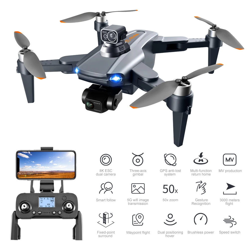 RG106 PRO Drone with 8K Camera GPS 3-axis Gimbal 5G Wifi FPV Dron Selfie Video 4K Brushless Foldable RC Quadcopter Dron 8000M