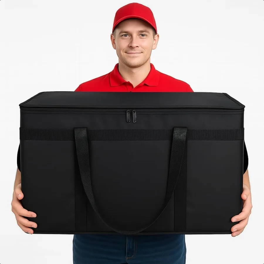 2パック断熱フードデリバリーバッグ XXXL グローサリーショッピング ケータリング ピザ クーラーバッグ 保冷保温 スタイロフォーム製キャリア Doordash Trav用