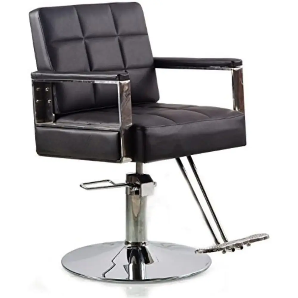 

360-Degree Swivel Classic Style Barber Chair with Round Base for Salon and Spa Use