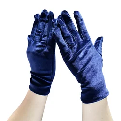 Gants en velours d'opéra courts pour femmes, évasés, extensibles, longueur de poignet, gants de banquet, thé, fête de mariage, gants de costume