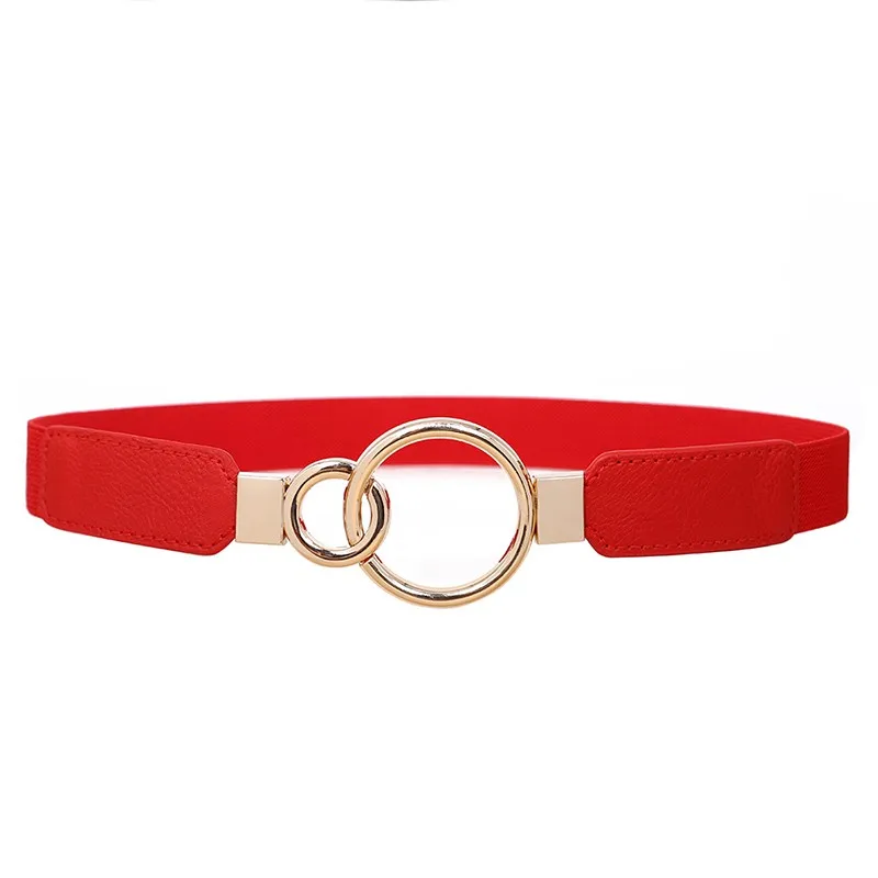 Promotion Thin Elastic Waistbands for Women Cute Cummerbunds Skirt Decorate Girls Fashion Pearl Circle Buckle Belts Party Bar