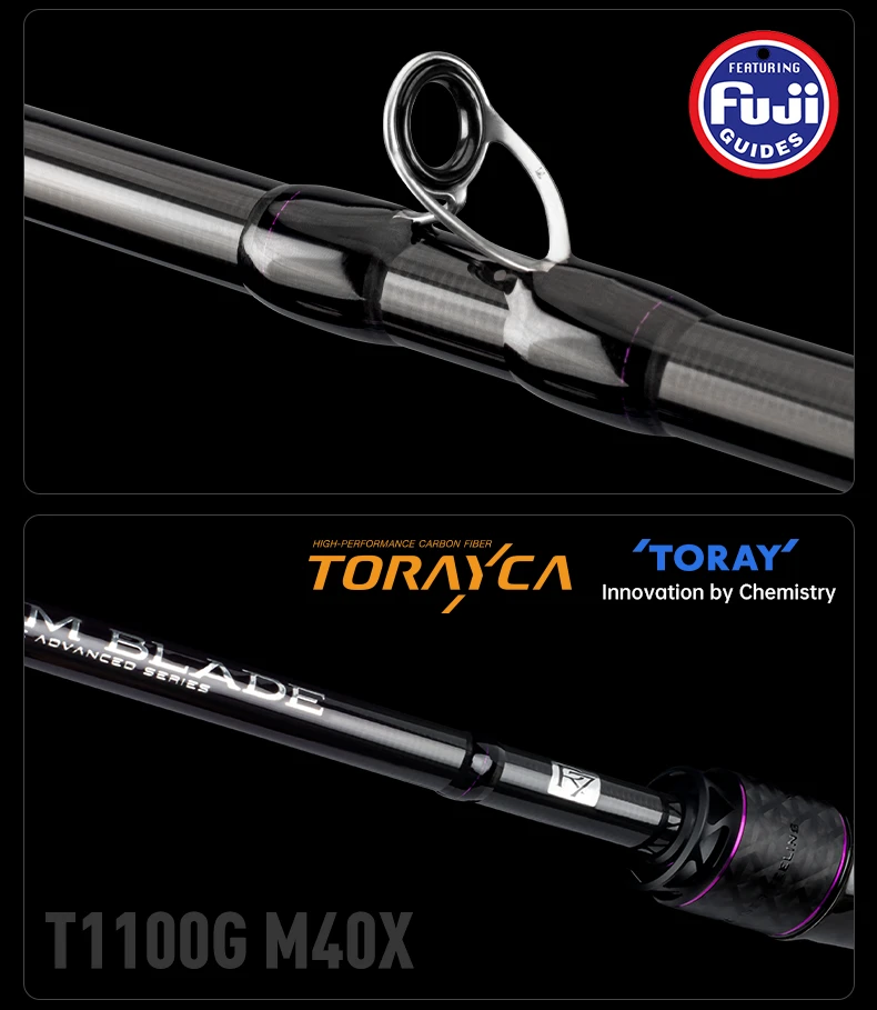 KINGDOM WORM BLADE Angelrute Ultraleicht Carbon Toray T1100G+M40X FUJI SIC Guide XF Action 1,9M-2,04M Casting Spinning Rute – Detail 14