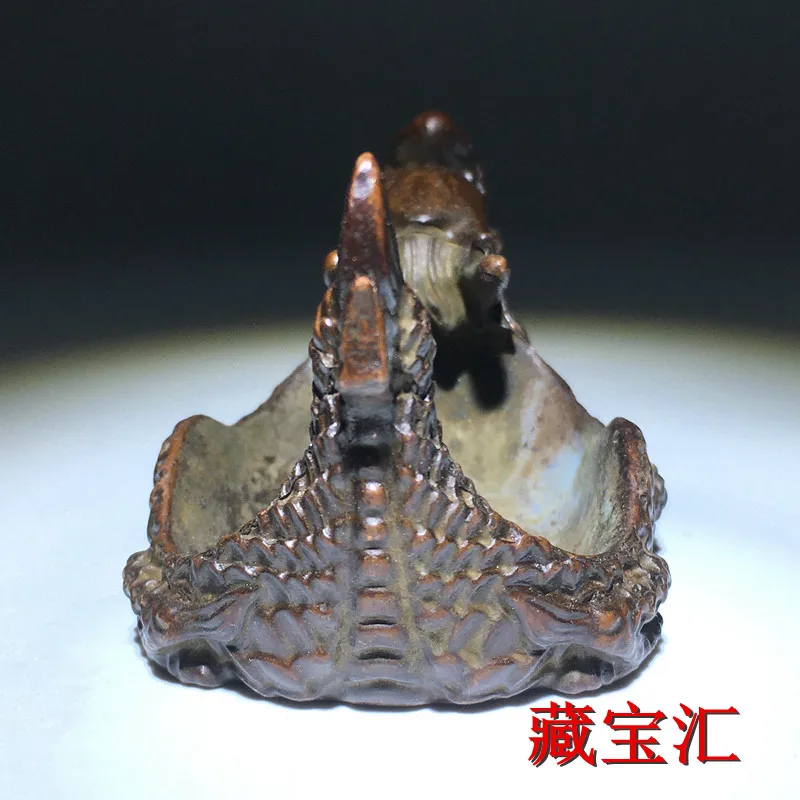 Rare Antique Old Bronze Dragon Boat Inkstone Brush Pad Chinese Study Four Treasures Decor Old Collectible