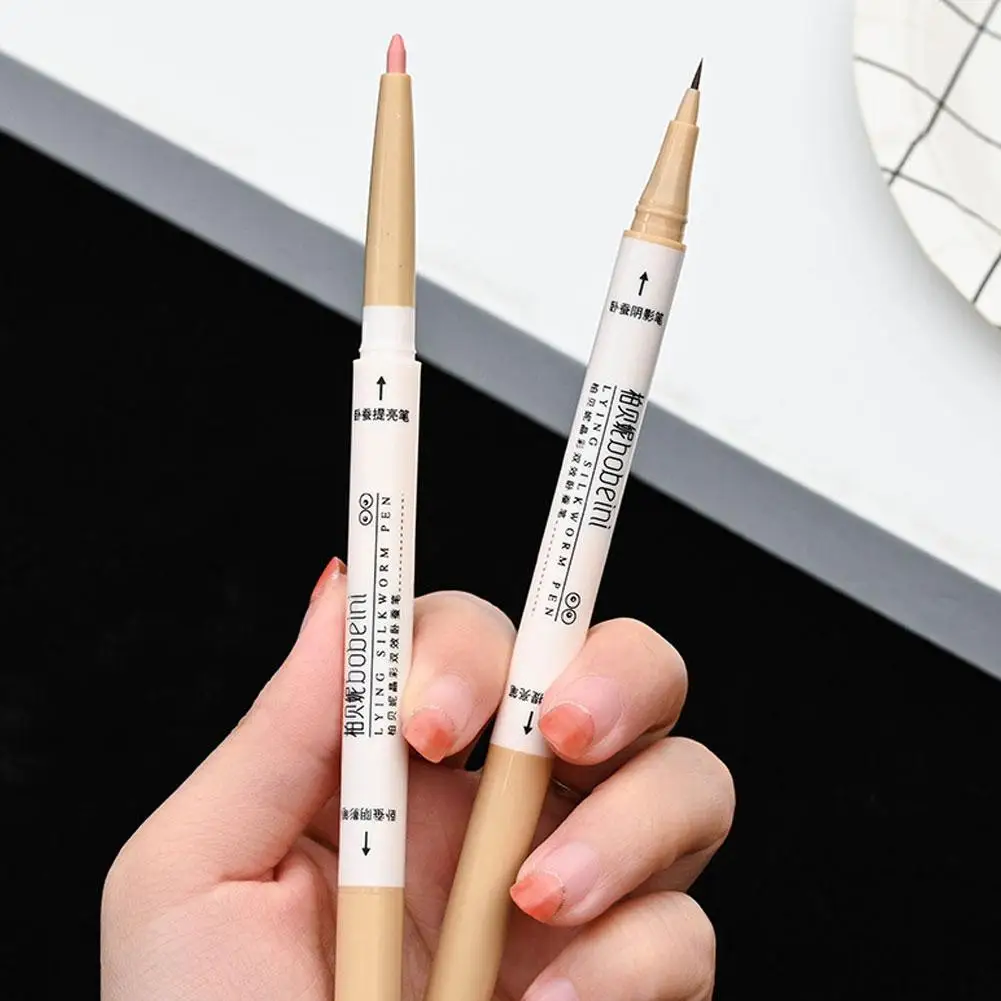Double-headed Glitter Eyeshadow Pen Pearlescent Matte Diamond Eyeliner Pen Waterproof Highlight Brighten Silkworm Makeup