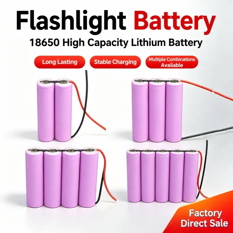 18650 Lithium Battery with Cable 3.7V 7.4V 12V for Headlight Solar Lamp Nesting Boat External Power Supply Customization