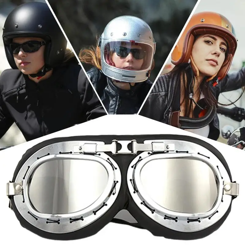 Motorcycle Goggles For Men Windproof Pilot Goggles For Motorcycle Riding Outdoor Eyewear With Adjustable Straps Dustproof Motorc