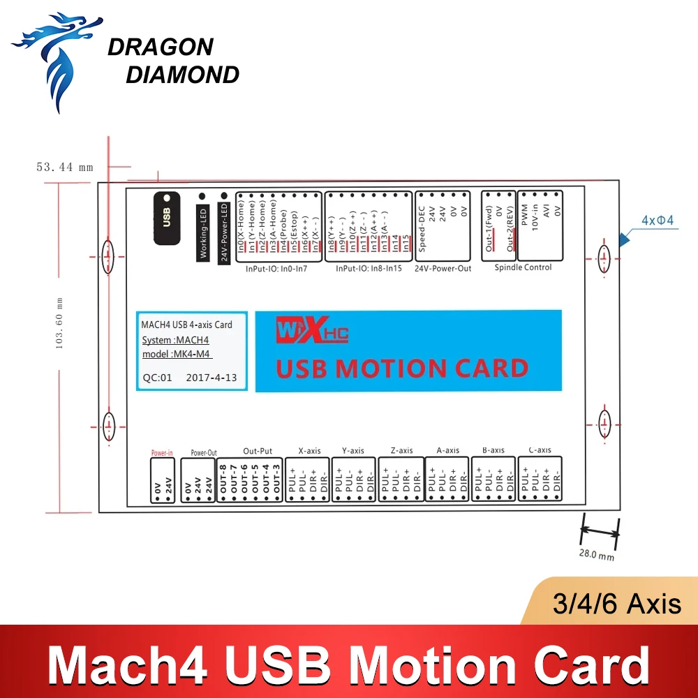 XHC Mach4 USB Breakout Board 3 4 6 Axis USB Motion Control Card 2000 KHz Voor Windows 7 10 voor CNC Enrgaver Draaibank Machine