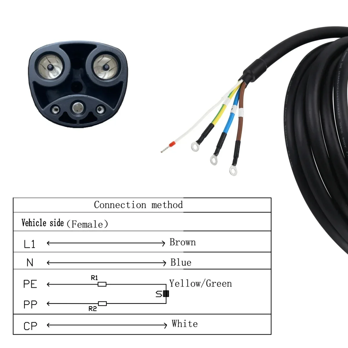 EVcharger4U 1phase 16A 32A 40A 48A Tesla EV Charging Cable NACS Male To Open Wire For US Made Model 3 X Y S