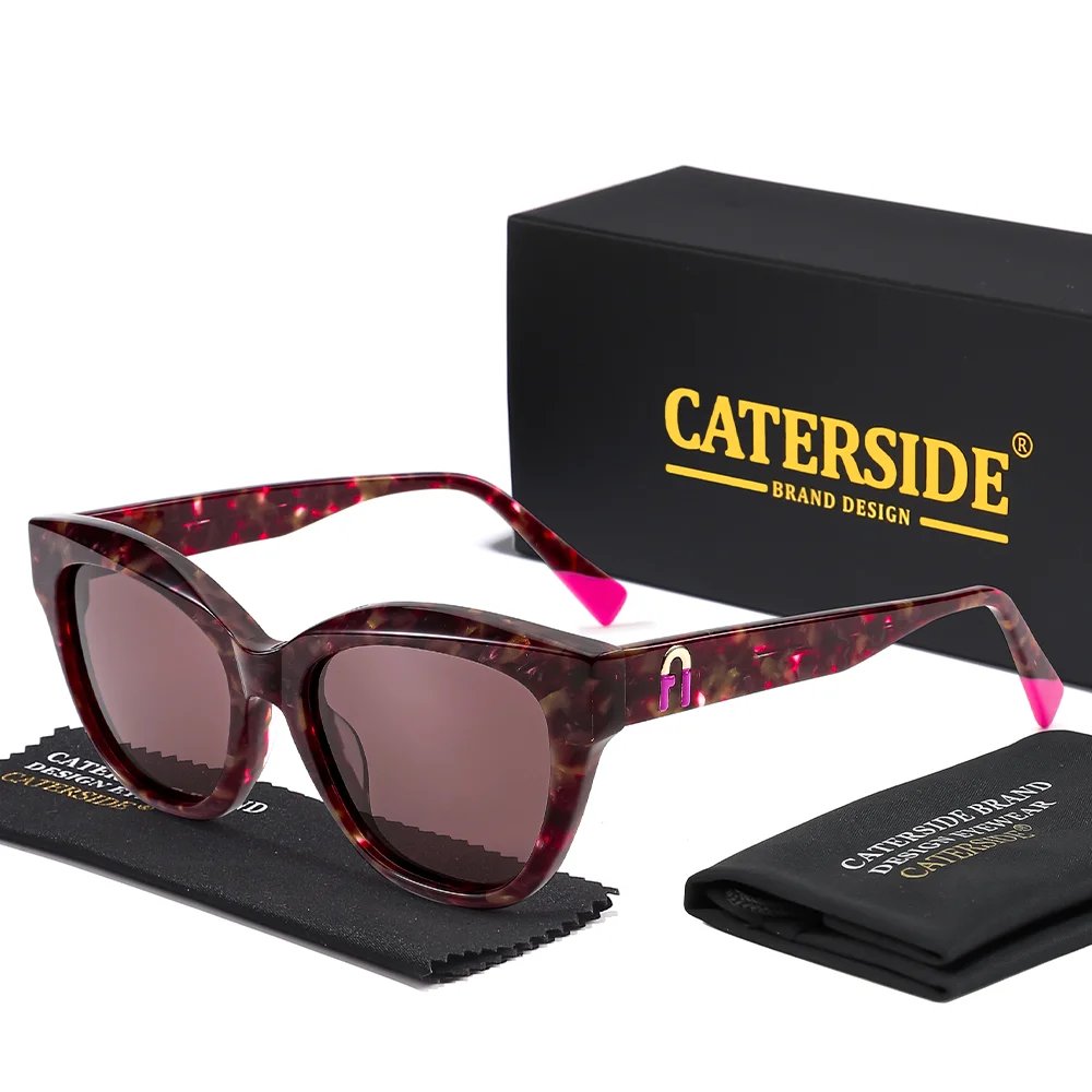 CATERSIDE Unisex Mode Polarisierte Sonnenbrille Acetatfaser Dicker Rahmen Reise Business Party Luxus Dekorative Brille UV400 – Detail 11